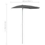 Ombrellone Semicircolare con Palo 180x90 cm Antracite