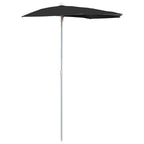 Ombrellone Semicircolare da Giardino con Palo 180x90 cm Nero