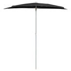 Ombrellone Semicircolare da Giardino con Palo 180x90 cm Nero