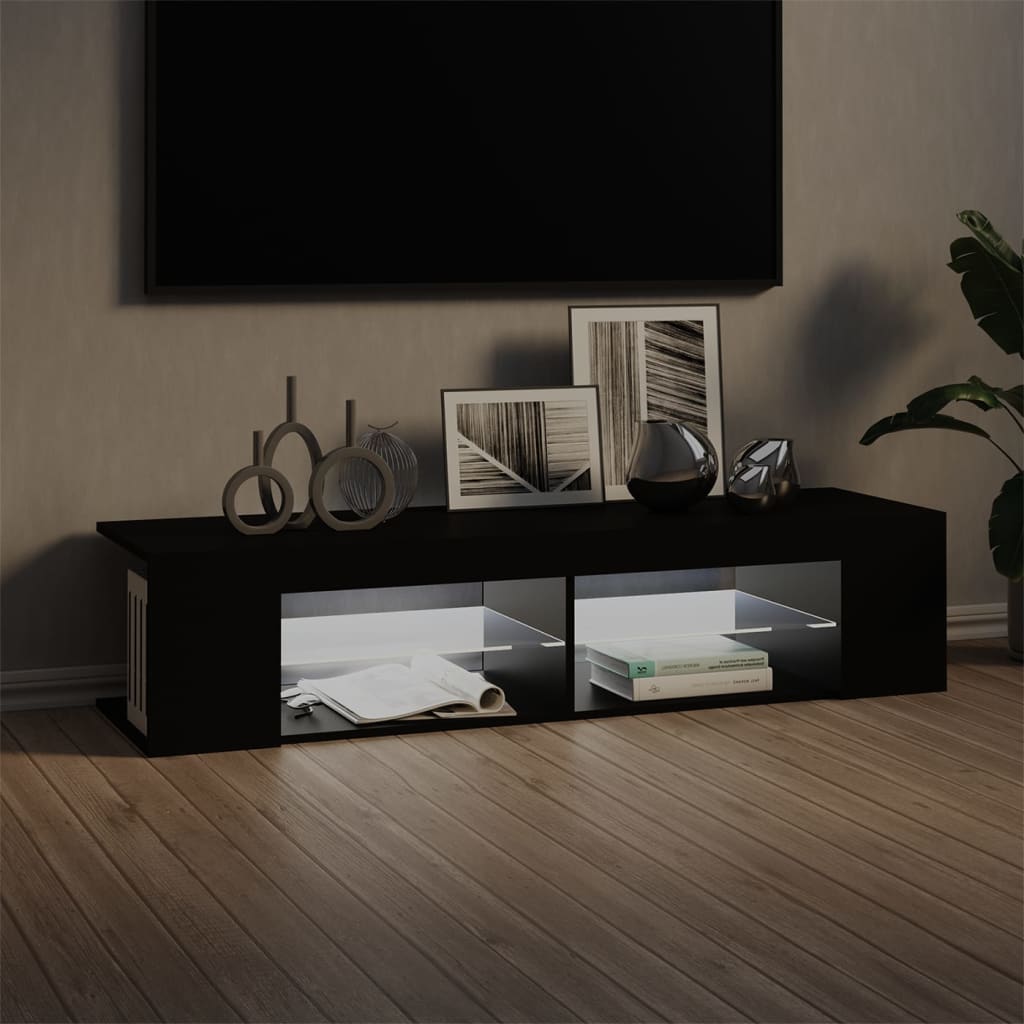 Mobile Porta TV con Luci LED Nero 135x39x30 cm