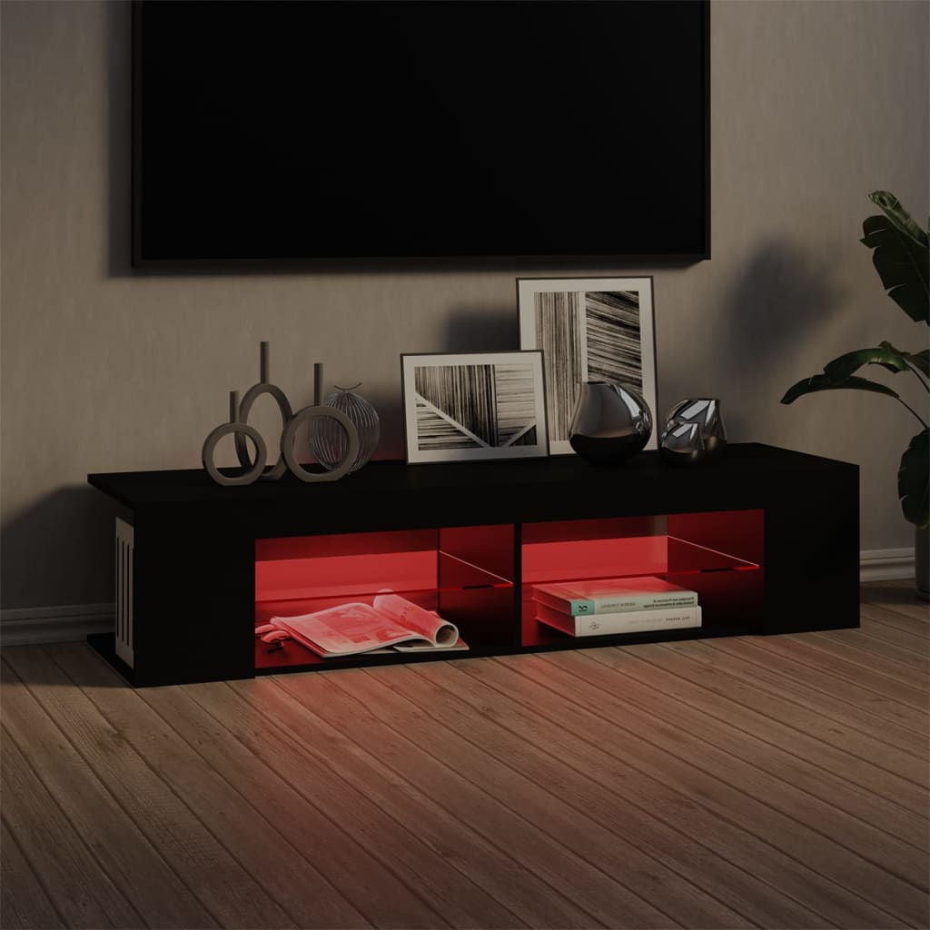 Mobile Porta TV con Luci LED Nero 135x39x30 cm