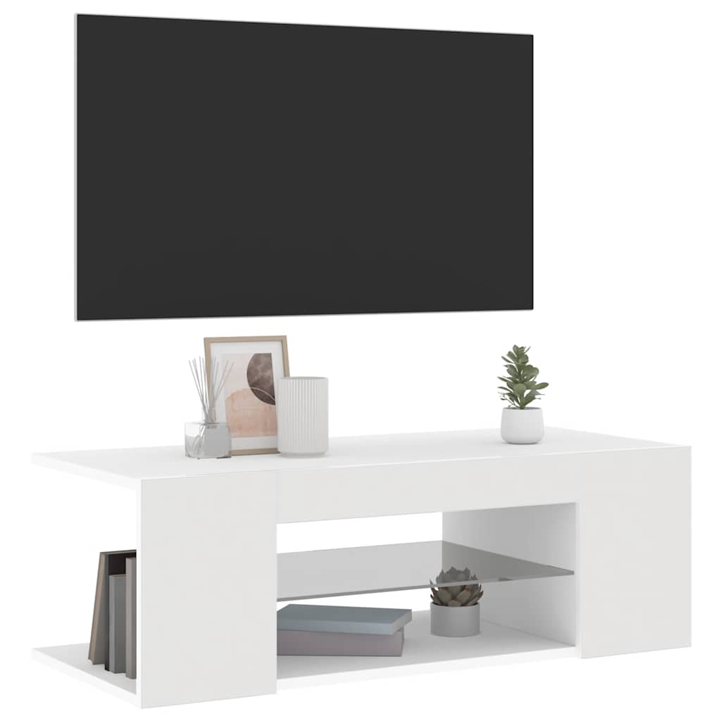 Mobile Porta TV con Luci LED Bianco 90x39x30 cm