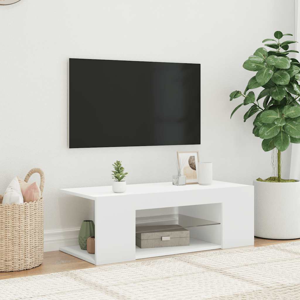 Mobile Porta TV con Luci LED Bianco 90x39x30 cm