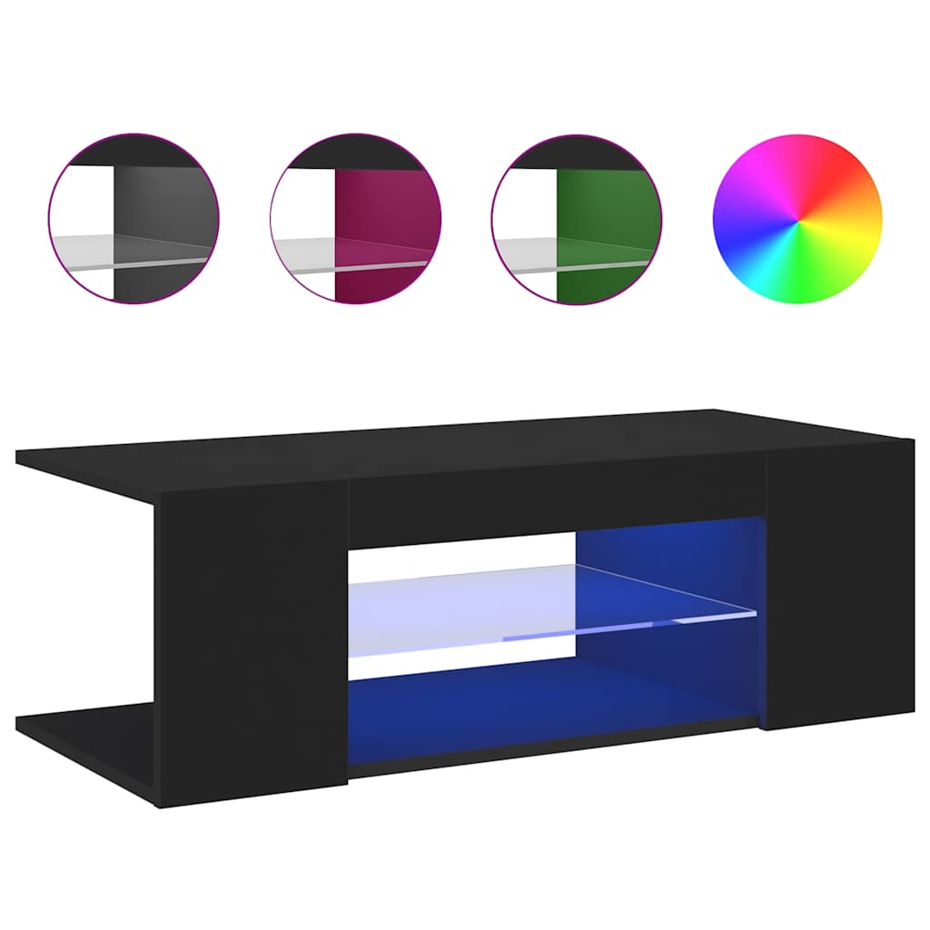 Mobile Porta TV con Luci LED Nero 90x39x30 cm