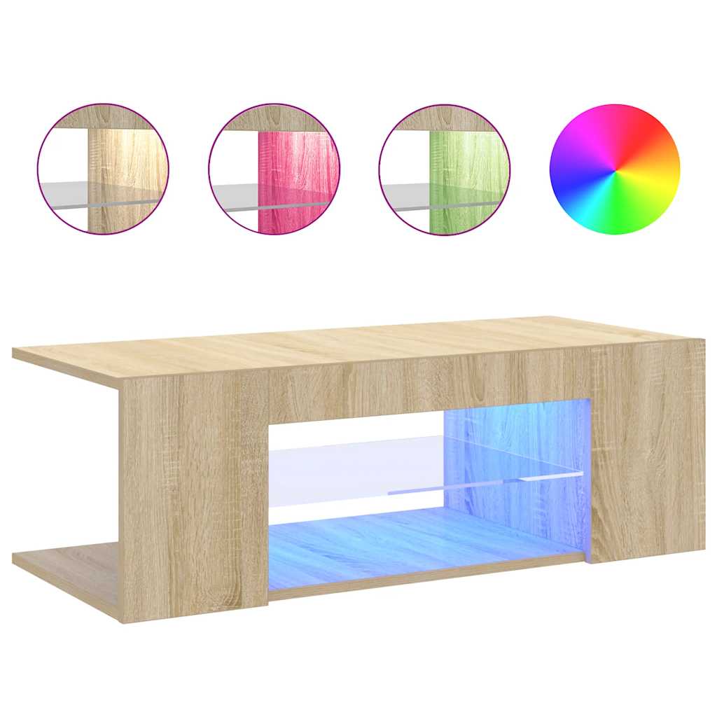 Mobile Porta TV con Luci LED Rovere Sonoma 90x39x30 cm