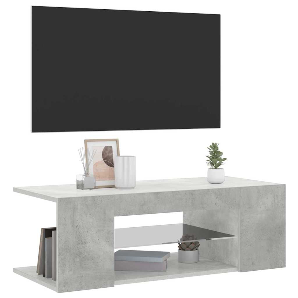 Mobile Porta TV con Luci LED Grigio Cemento 90x39x30 cm