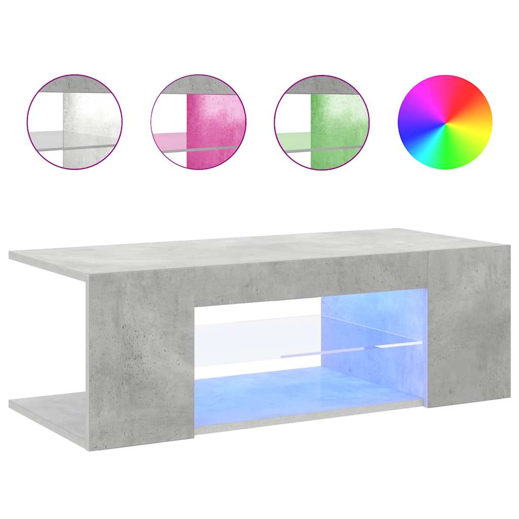 Mobile Porta TV con Luci LED Grigio Cemento 90x39x30 cm
