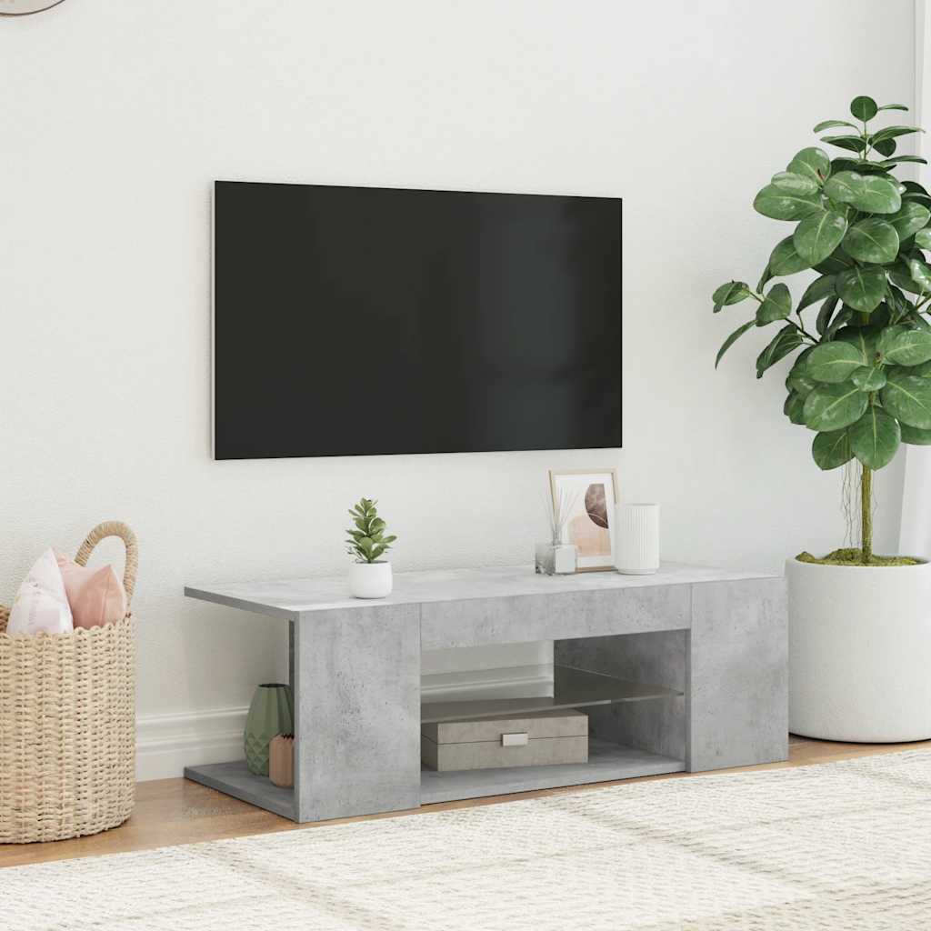 Mobile Porta TV con Luci LED Grigio Cemento 90x39x30 cm
