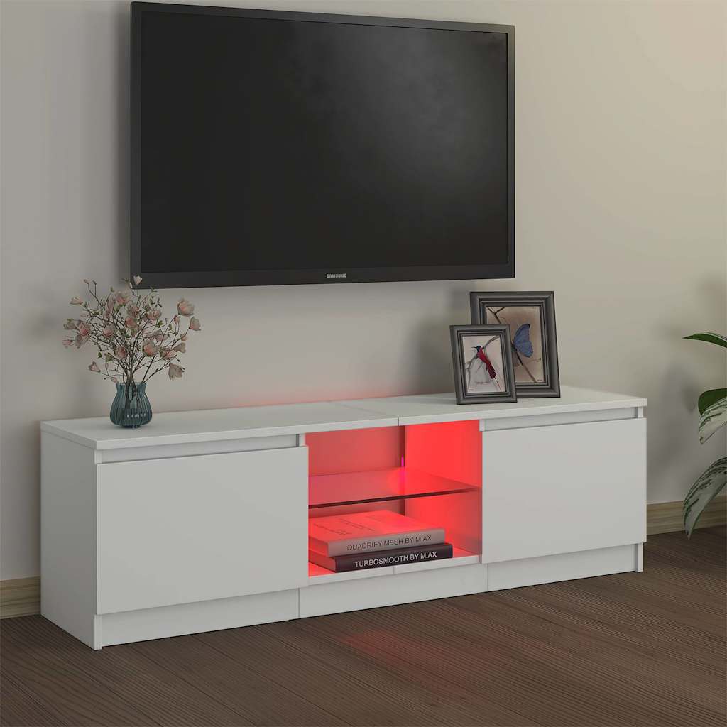 Mobile Porta TV con Luci LED Bianco 120x30x36 cm