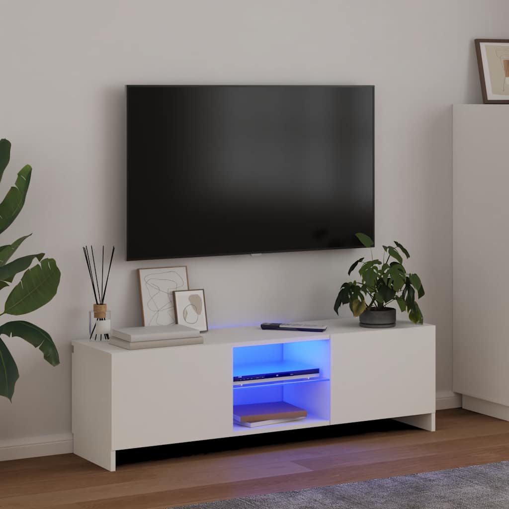 Mobile Porta TV con Luci LED Bianco 120x30x36 cm