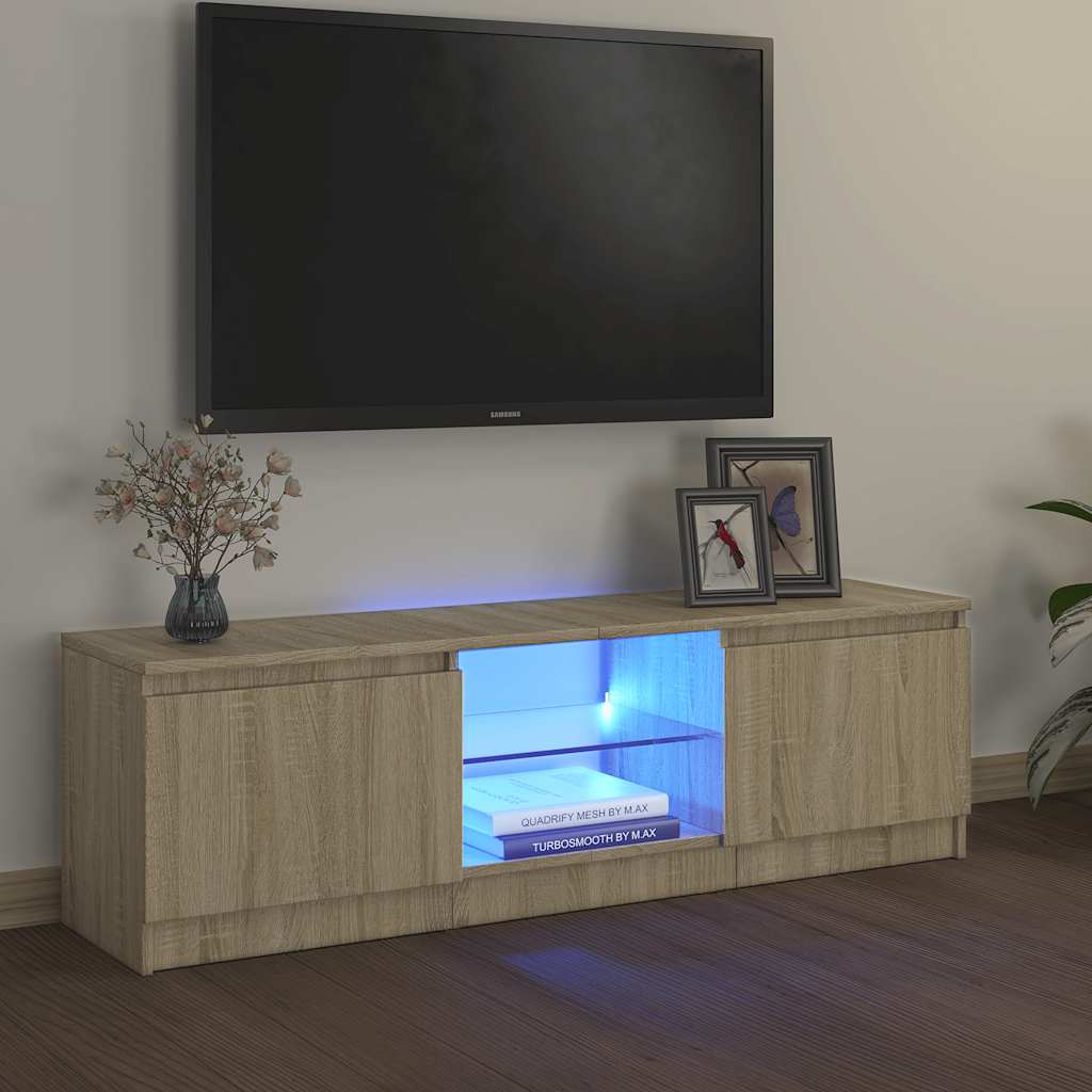 Mobile Porta TV con Luci LED Rovere Sonoma 120x30x36 cm