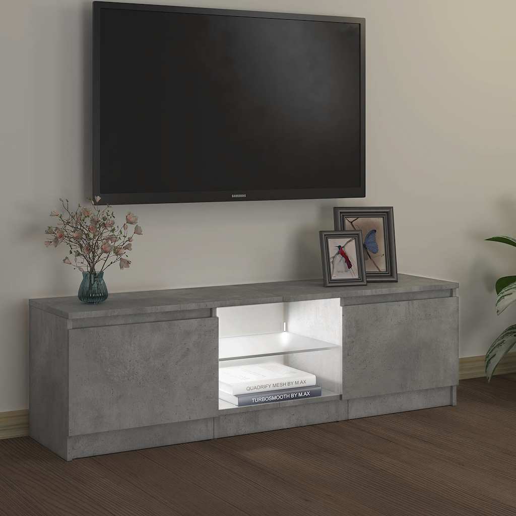 Mobile Porta TV con Luci LED Grigio Cemento 120x30x36 cm