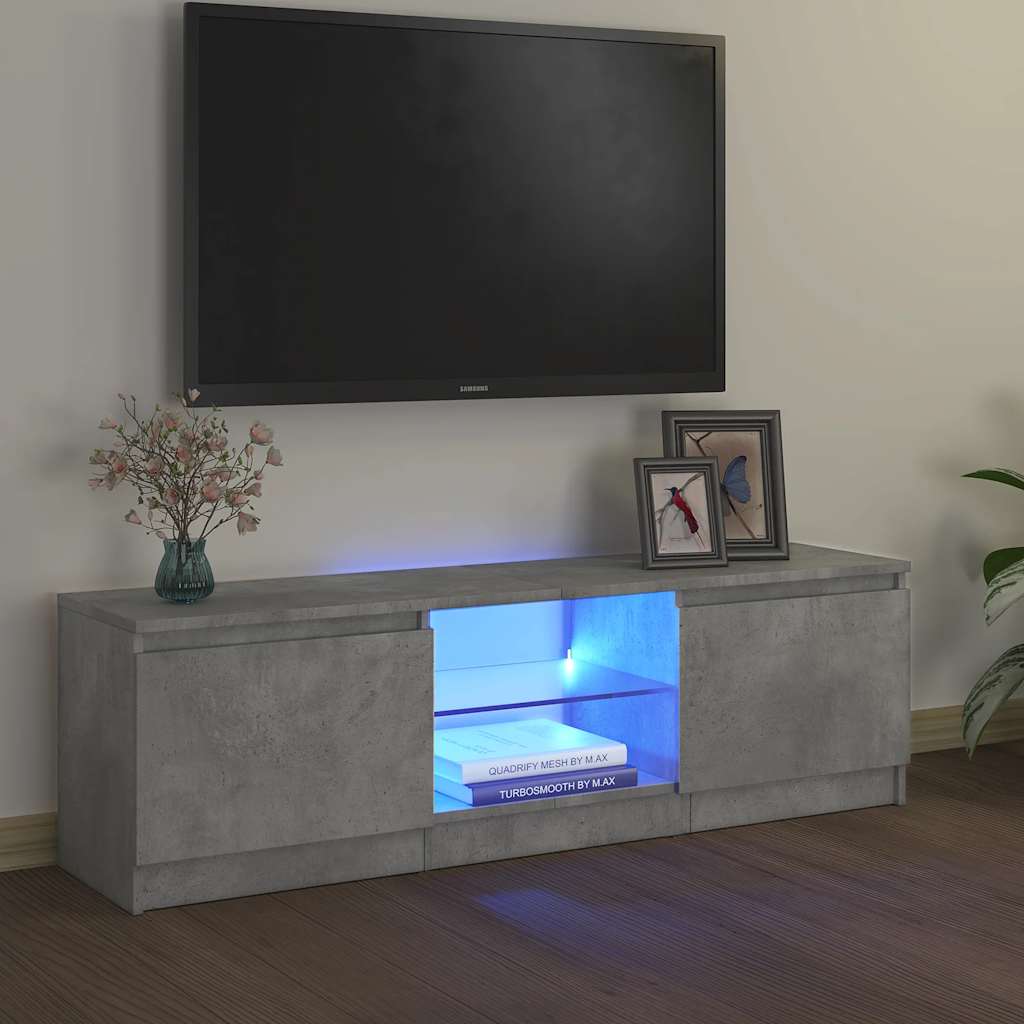 Mobile Porta TV con Luci LED Grigio Cemento 120x30x36 cm