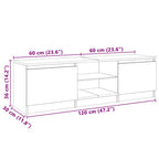 Mobile Porta TV con Luci LED Grigio Cemento 120x30x36 cm