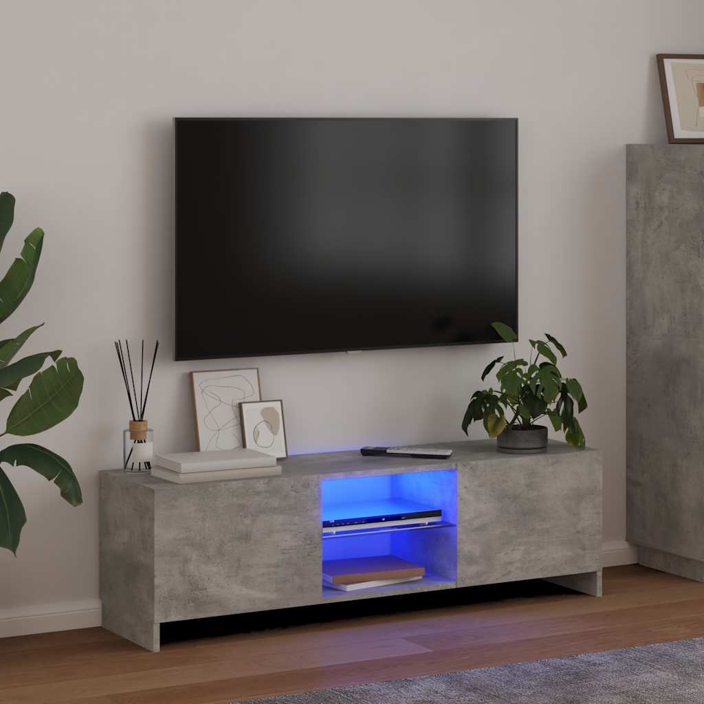Mobile Porta TV con Luci LED Grigio Cemento 120x30x36 cm