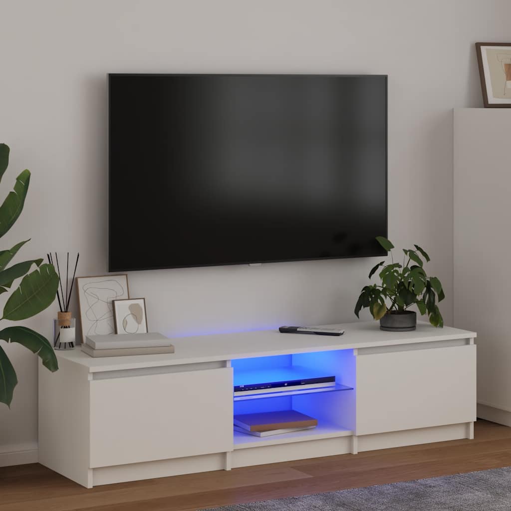 Mobile Porta TV con Luci LED Bianco 140x40x36 cm