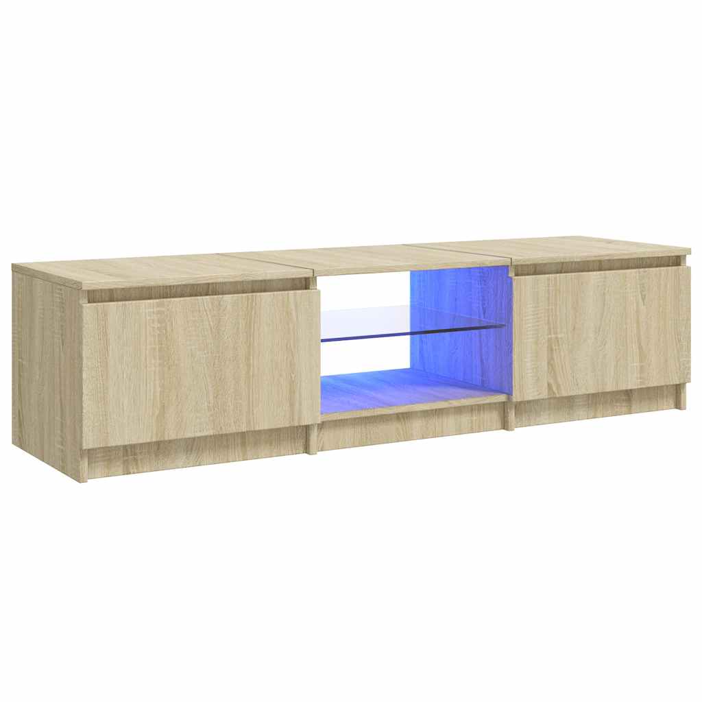 Mobile Porta TV con Luci LED Rovere Sonoma 140x40x36 cm