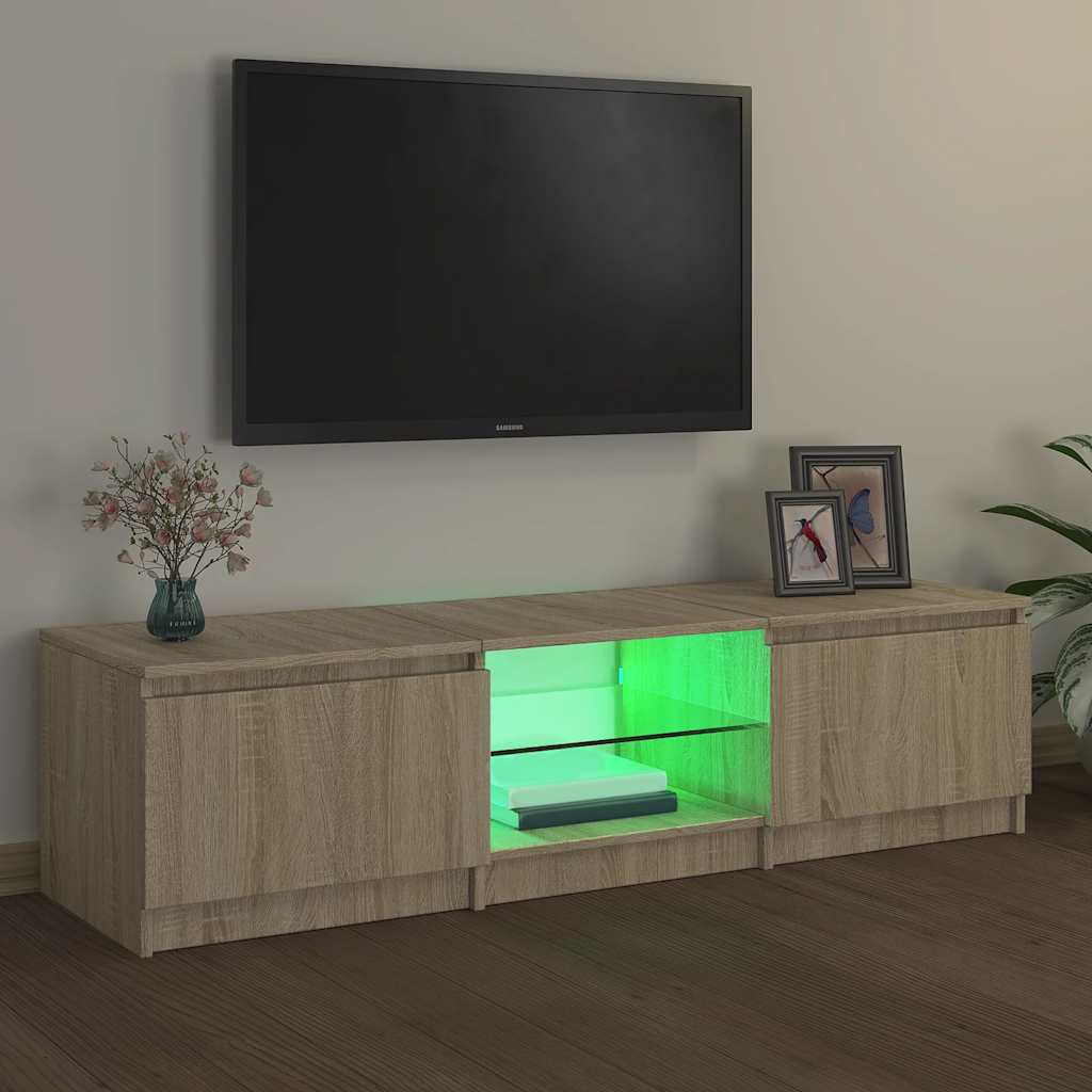 Mobile Porta TV con Luci LED Rovere Sonoma 140x40x36 cm