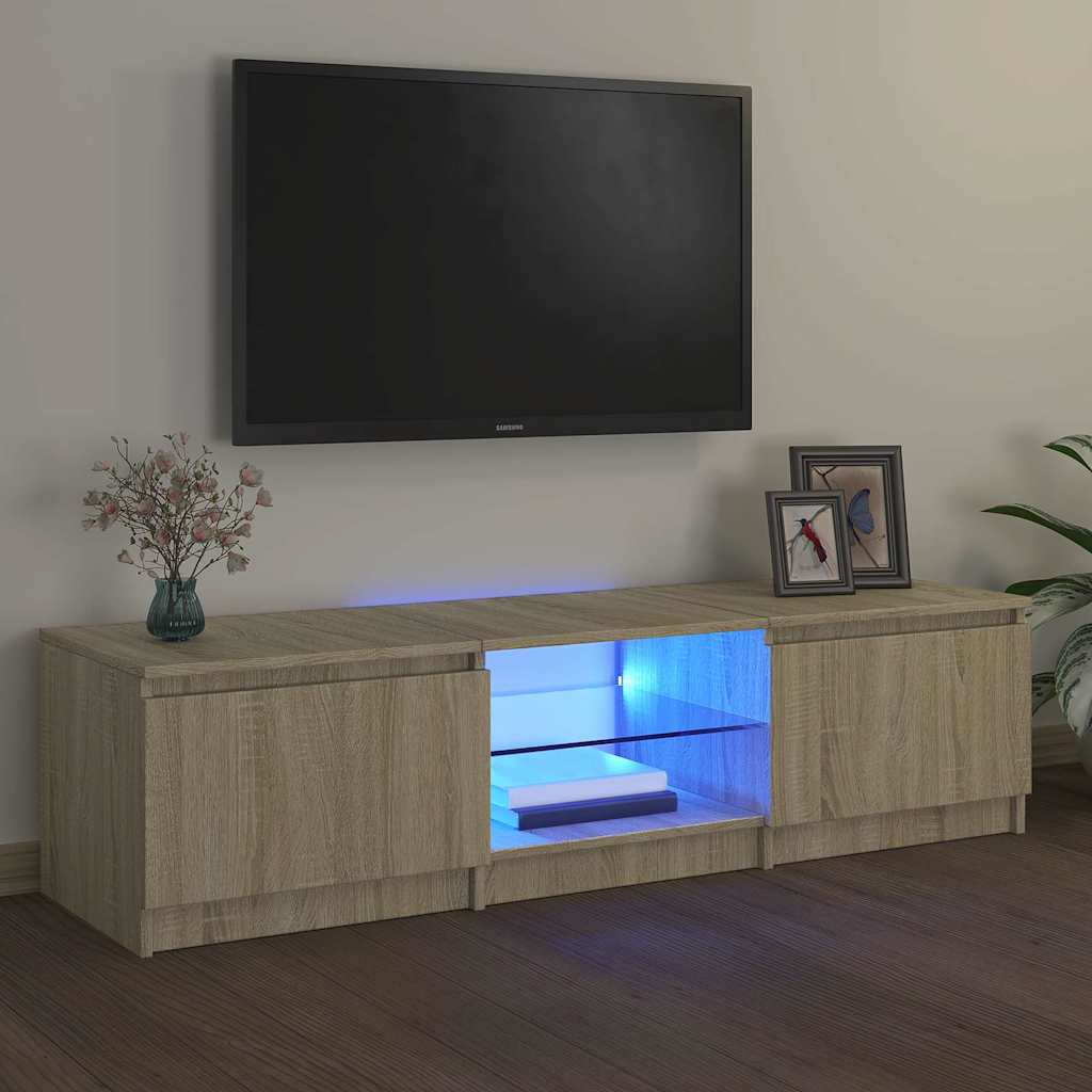 Mobile Porta TV con Luci LED Rovere Sonoma 140x40x36 cm