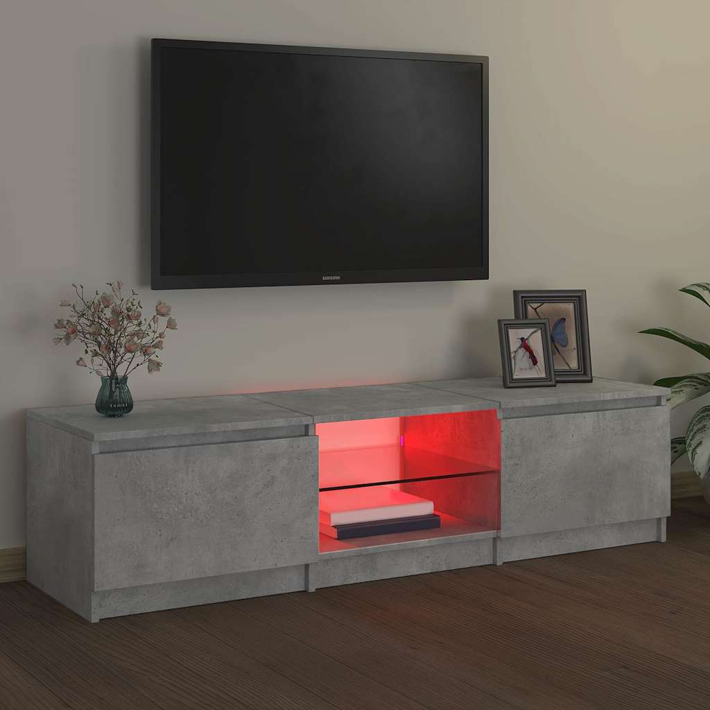Mobile Porta TV con Luci LED Grigio Cemento 140x40x36 cm