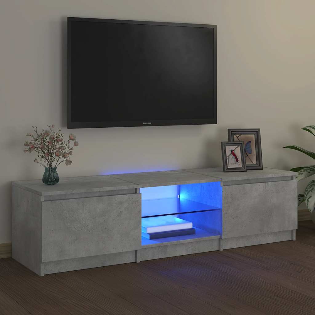 Mobile Porta TV con Luci LED Grigio Cemento 140x40x36 cm
