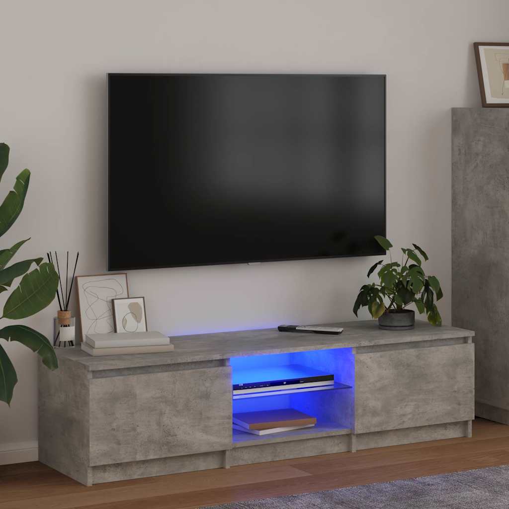 Mobile Porta TV con Luci LED Grigio Cemento 140x40x36 cm