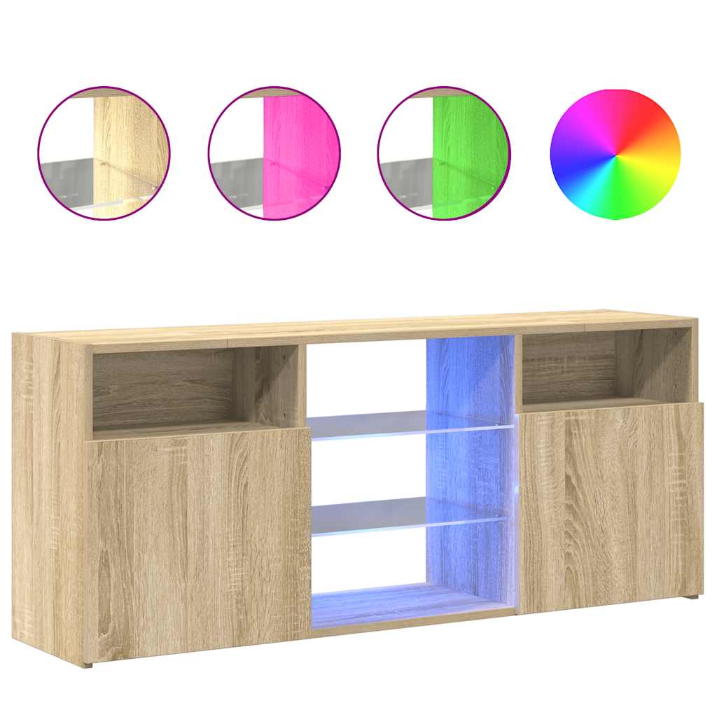 Mobile Porta TV con Luci LED Rovere Sonoma 120x30x50 cm