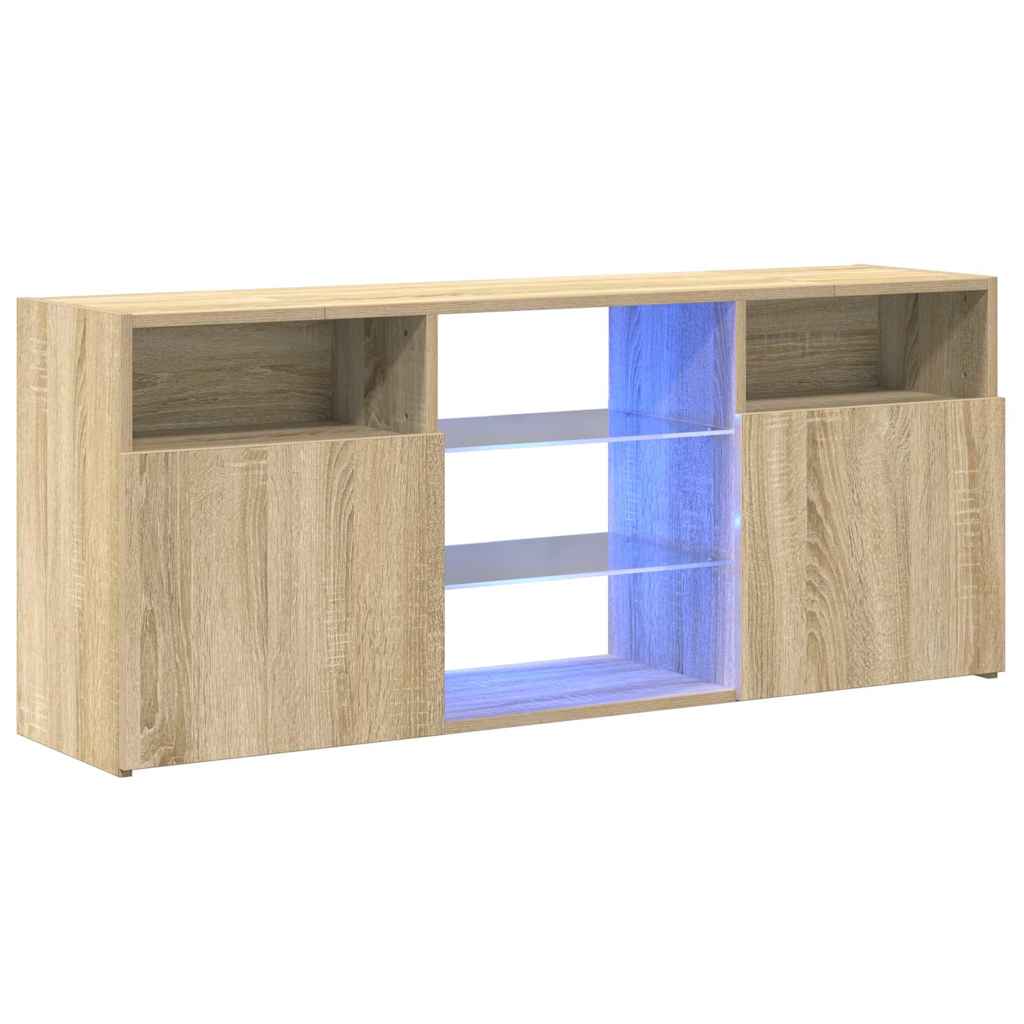 Mobile Porta TV con Luci LED Rovere Sonoma 120x30x50 cm