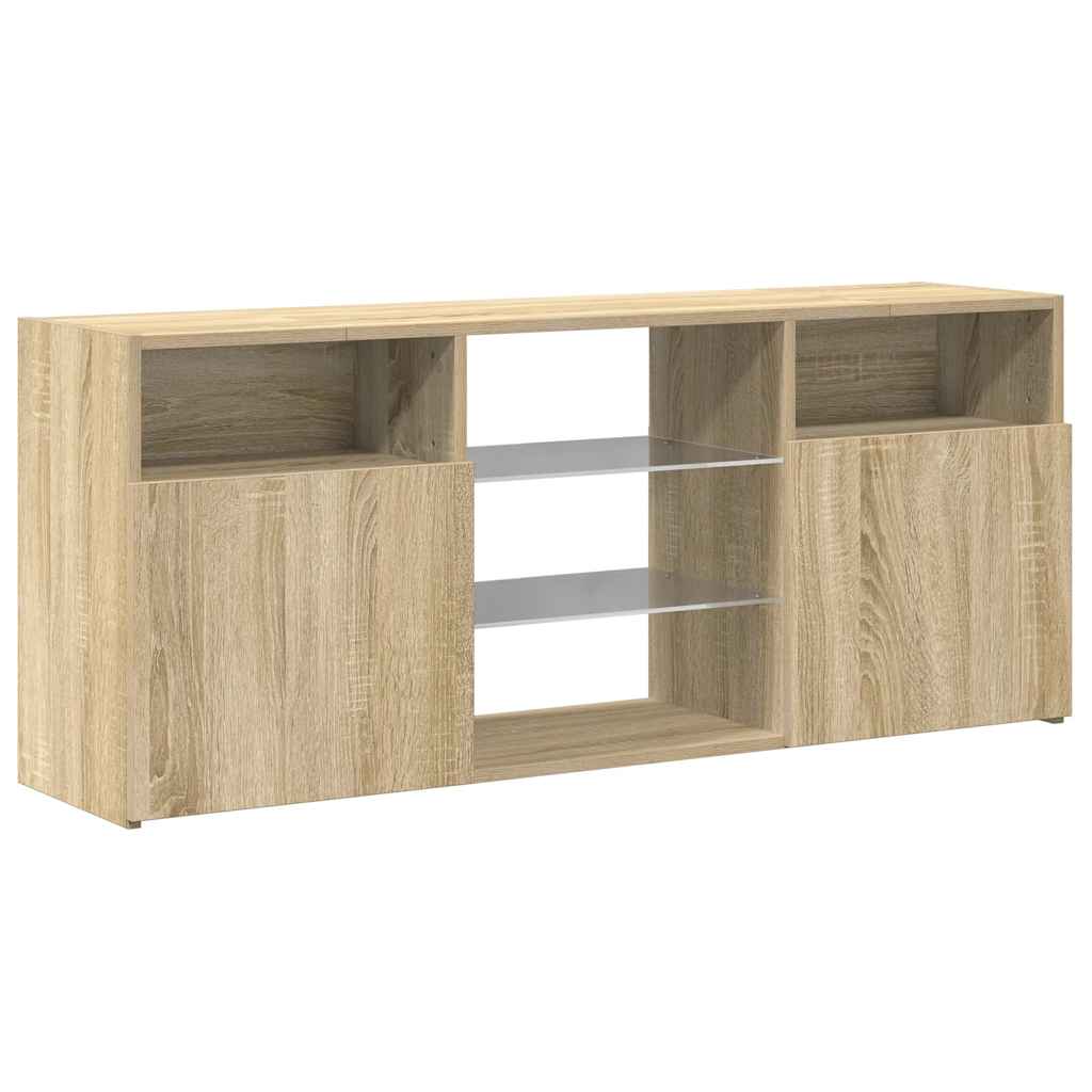 Mobile Porta TV con Luci LED Rovere Sonoma 120x30x50 cm