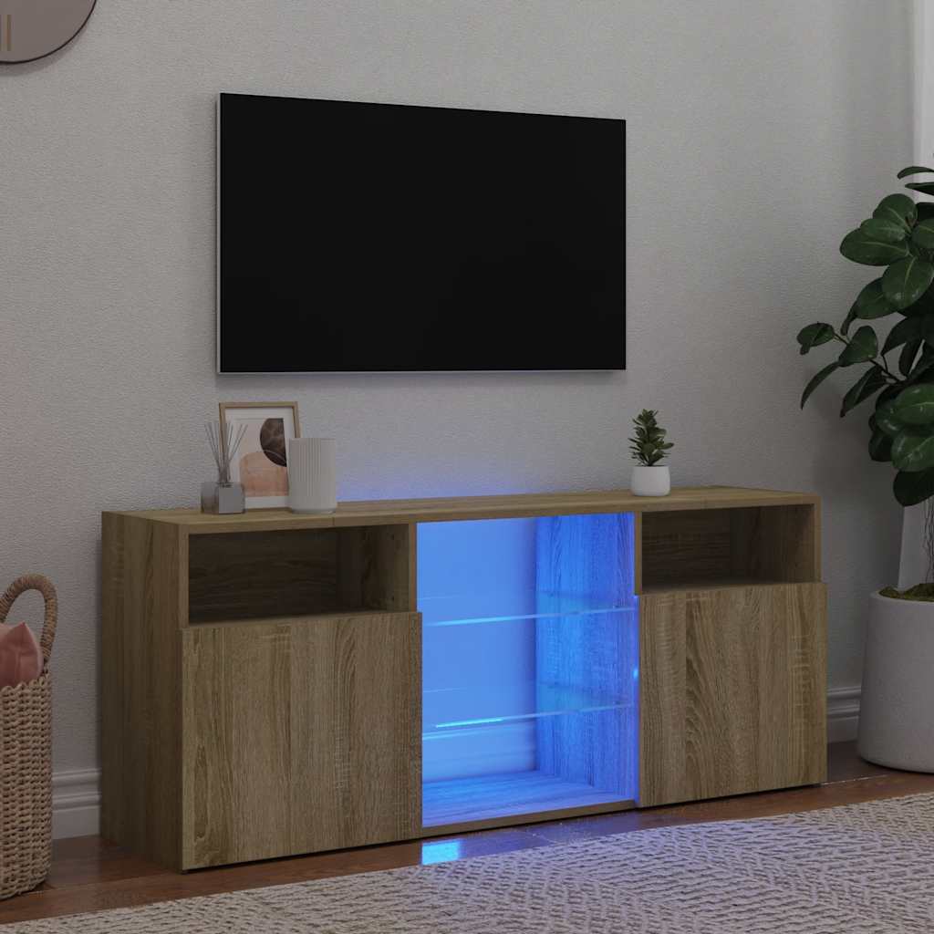 Mobile Porta TV con Luci LED Rovere Sonoma 120x30x50 cm