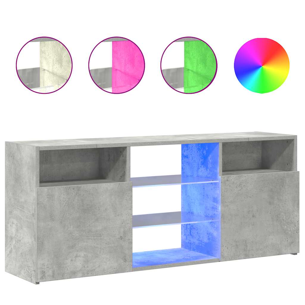 Mobile Porta TV con Luci LED Grigio Cemento 120x30x50 cm