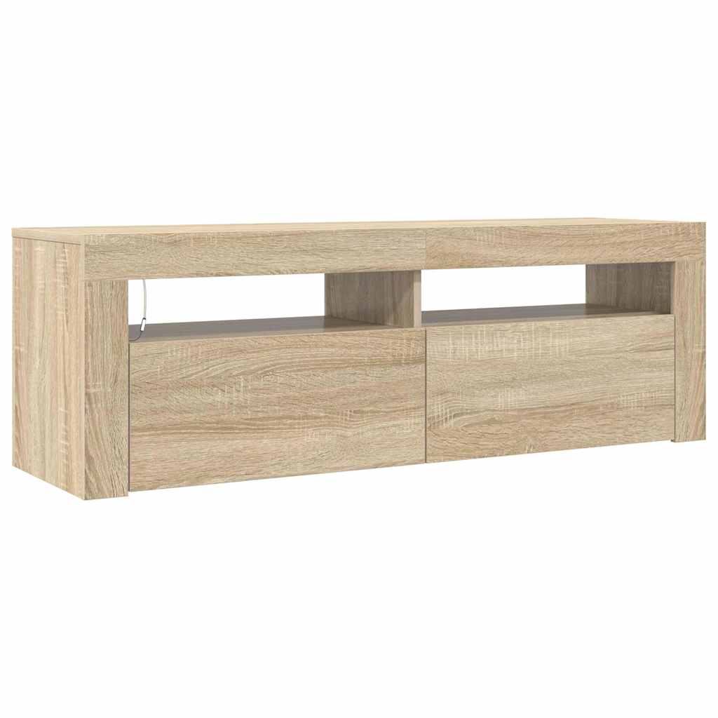 Mobile Porta TV con Luci LED Rovere Sonoma 120x35x40 cm