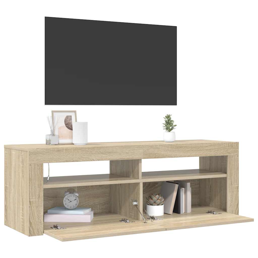 Mobile Porta TV con Luci LED Rovere Sonoma 120x35x40 cm