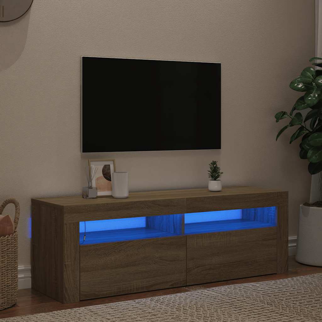 Mobile Porta TV con Luci LED Rovere Sonoma 120x35x40 cm