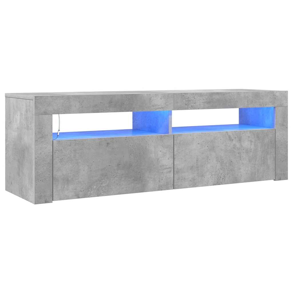 Mobile Porta TV con Luci LED Grigio Cemento 120x35x40 cm