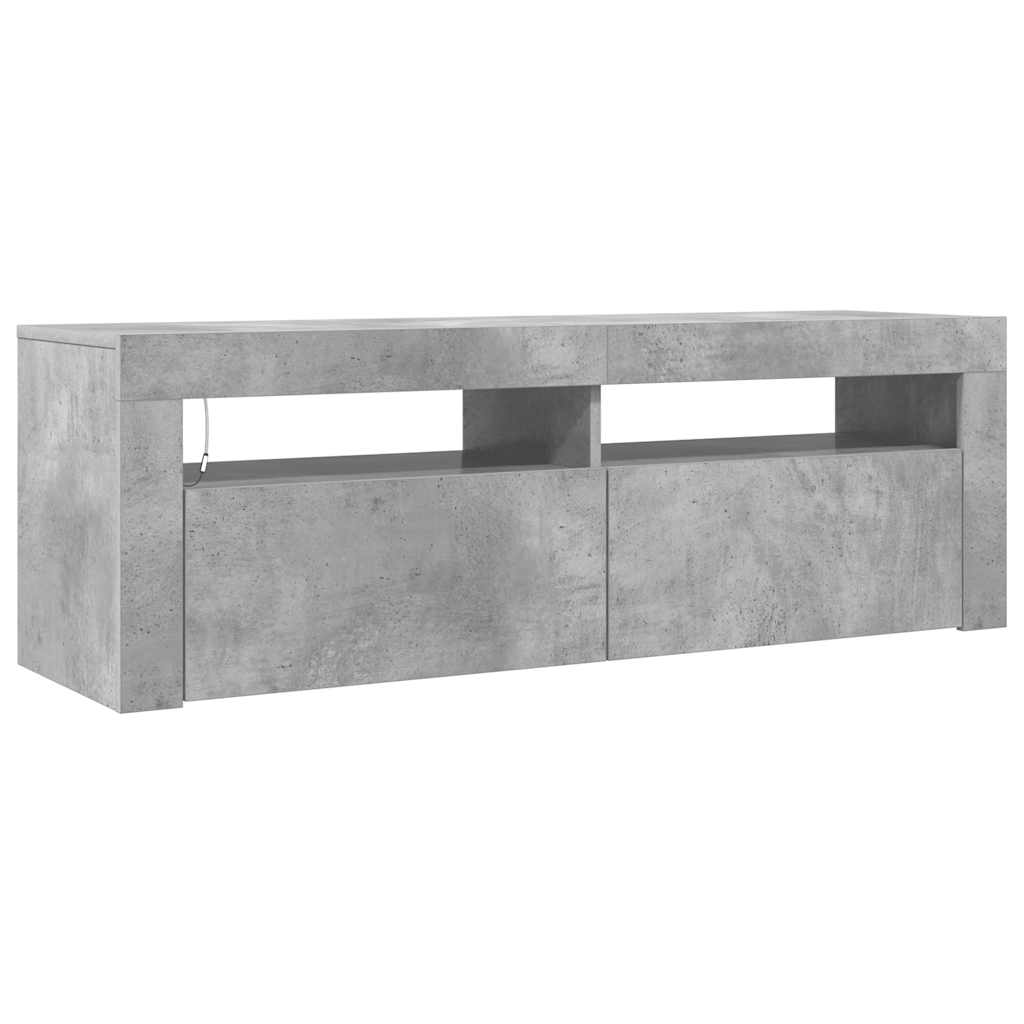 Mobile Porta TV con Luci LED Grigio Cemento 120x35x40 cm