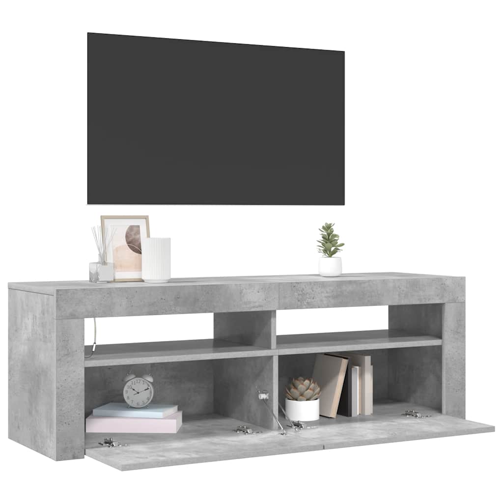 Mobile Porta TV con Luci LED Grigio Cemento 120x35x40 cm
