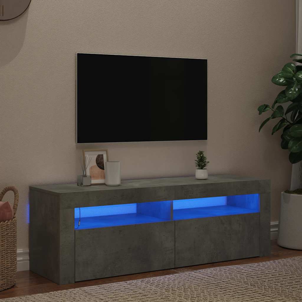 Mobile Porta TV con Luci LED Grigio Cemento 120x35x40 cm