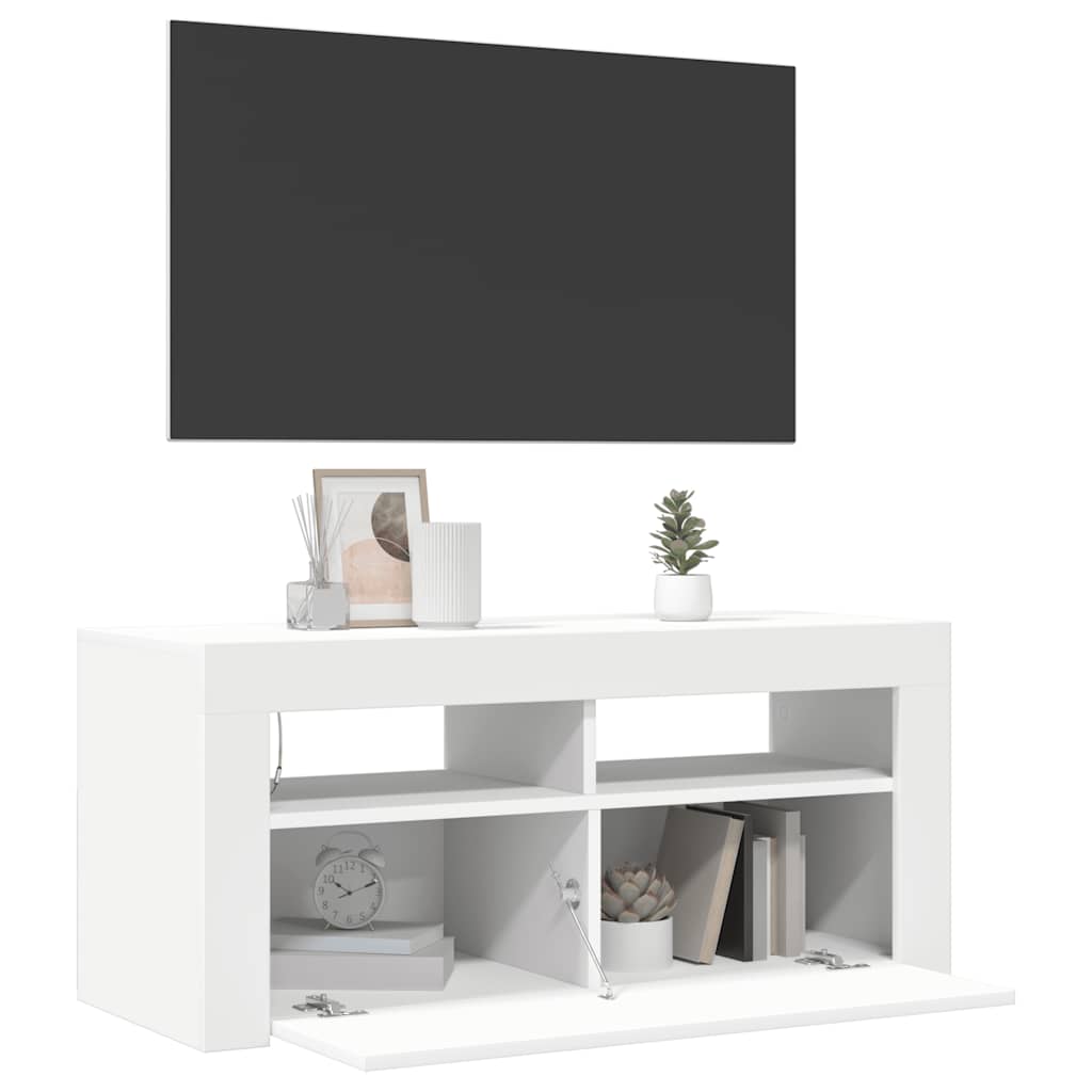 Mobile Porta TV con Luci LED Bianco 90x35x40 cm
