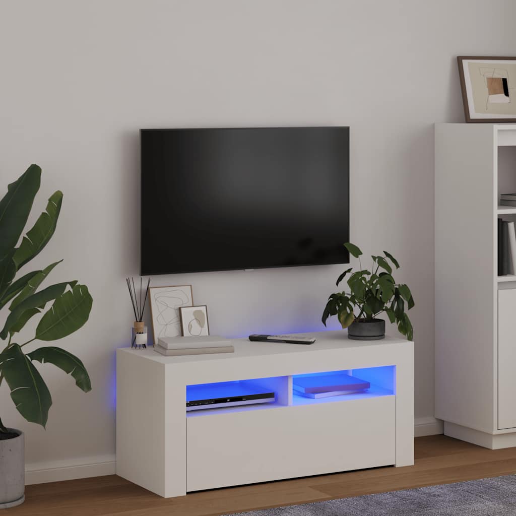 Mobile Porta TV con Luci LED Bianco 90x35x40 cm