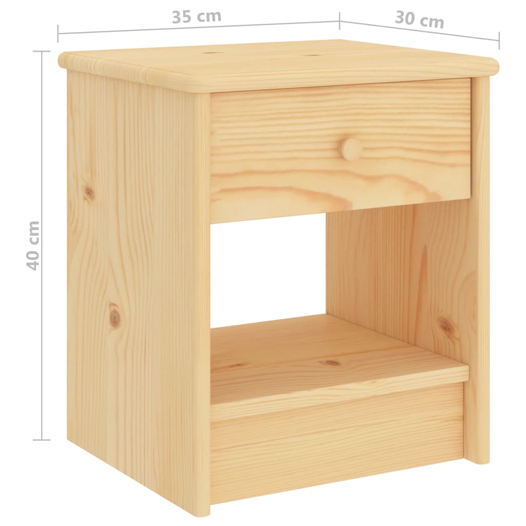 Comodino Naturale 35x30x40 cm in Legno Massello di Pino