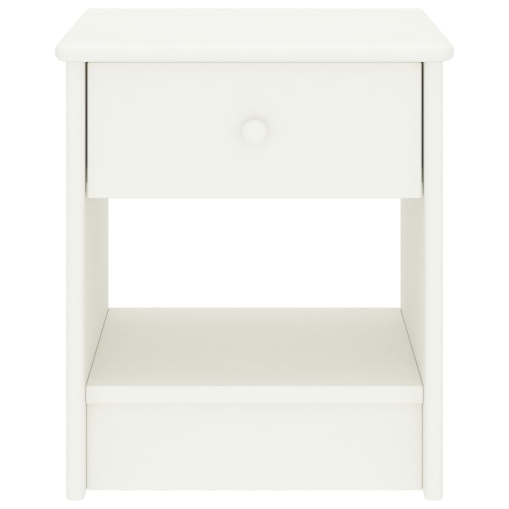 Comodino Bianco 35x30x40 cm in Legno Massello di Pino