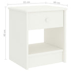 Comodino Bianco 35x30x40 cm in Legno Massello di Pino