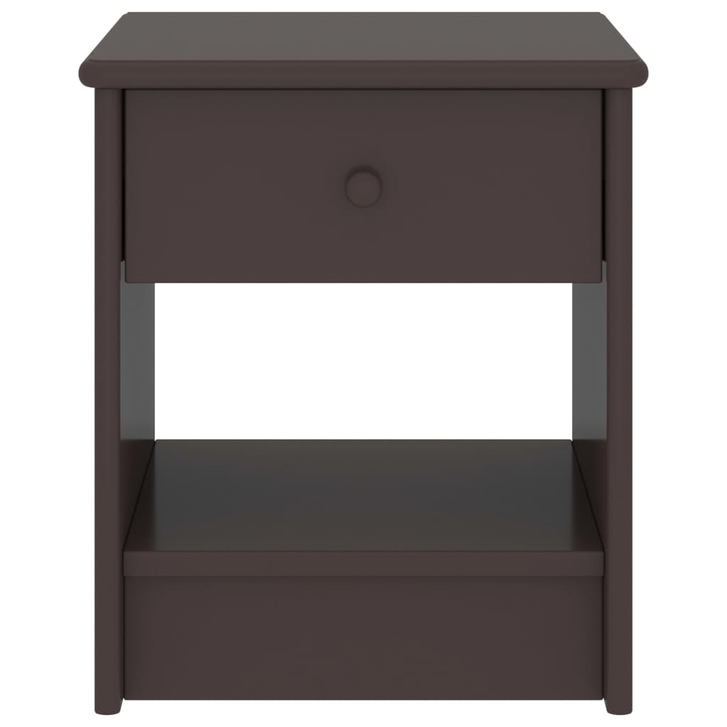 Comodino Marrone Scuro 35x30x40 cm in Legno Massello di Pino