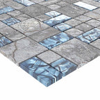 Piastrella Mosaic 11 pcs Grigio e Blu 50 x 50 cm Vetro