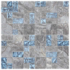 Piastrella Mosaic 11 pcs Grigio e Blu 50 x 50 cm Vetro