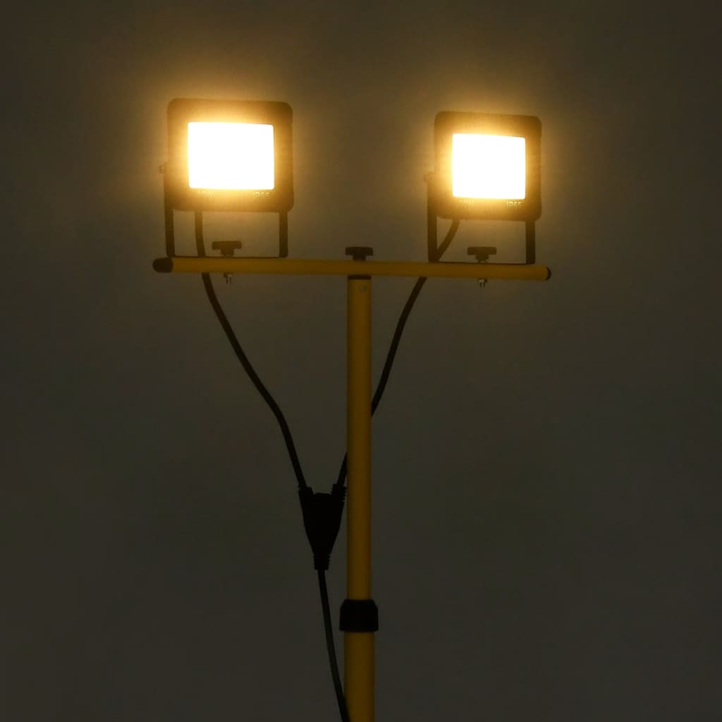 Faretto a LED con Treppiede 2x30 W Bianco Caldo
