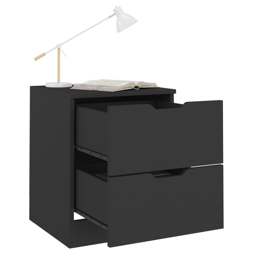 Comodini 2 pz Neri 40x40x50 cm in Legno Multistrato