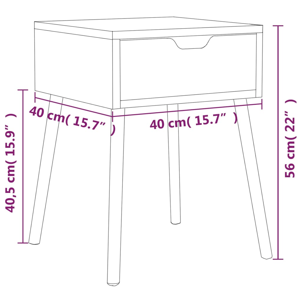 Comodini 2pz Bianco Lucido 40x40x56 cm in Legno Multistrato