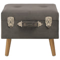 Sgabello con Contenitore 40 cm in Velluto Grigio